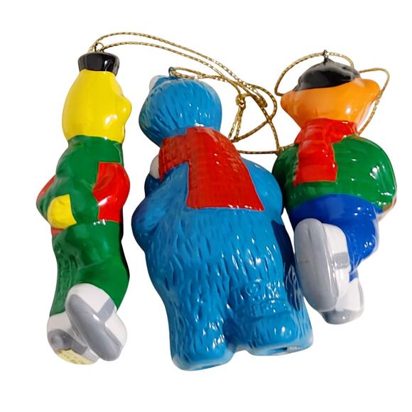 Vintage Ceramic Sesame Street Christmas Holiday Ornaments Muppets 3 Pcs Figurine - Picture 2 of 3